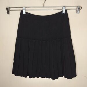 Vtg Lisa Nichols Pleated Skirt Cotton Knit Hong Kong High Waist